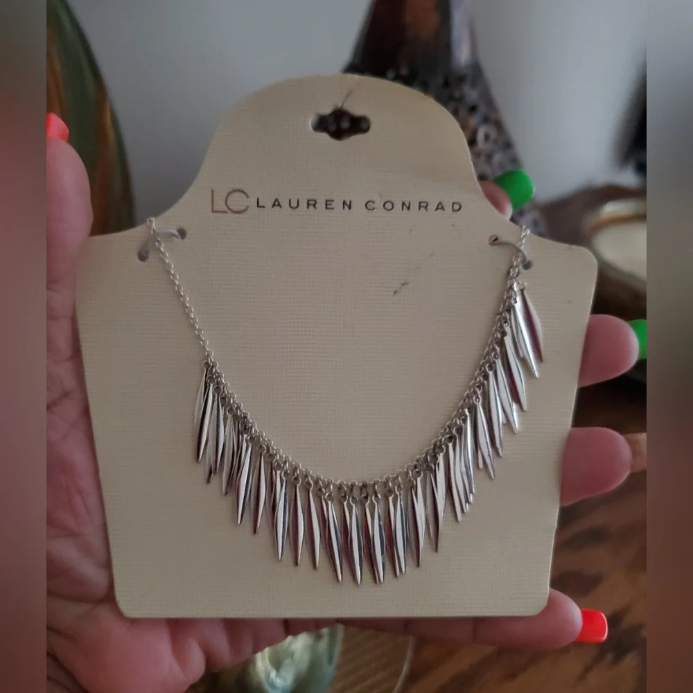 LC Lauren Conrad Silver Fringe Necklace NWT